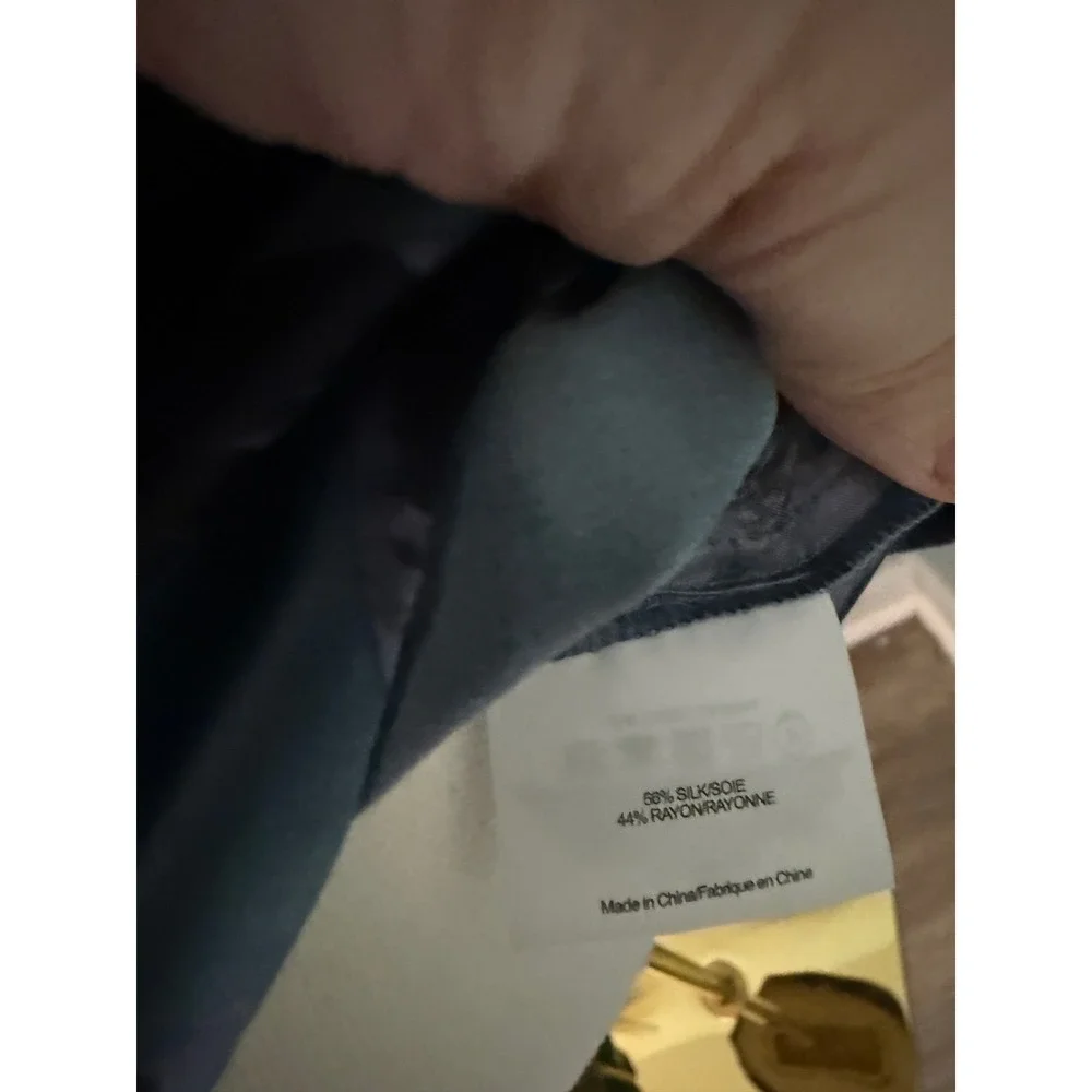 Tory Burch Teal Purple Floral Silk Blend Sleeveless Ruffle‎ Neck Blouse Size 6